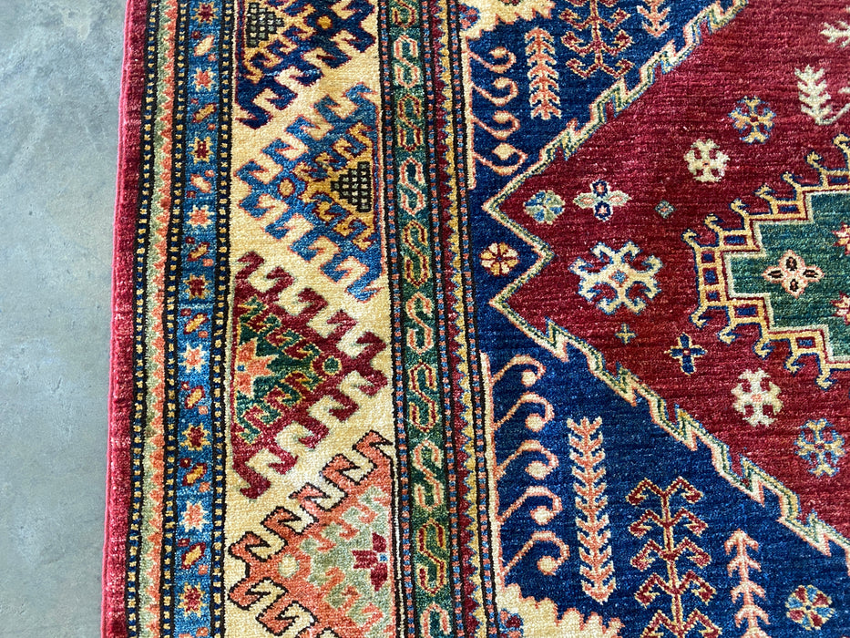 Afghan Hand Knotted Super Kazak Rug Size: 135 x 171cm - Rugs Direct