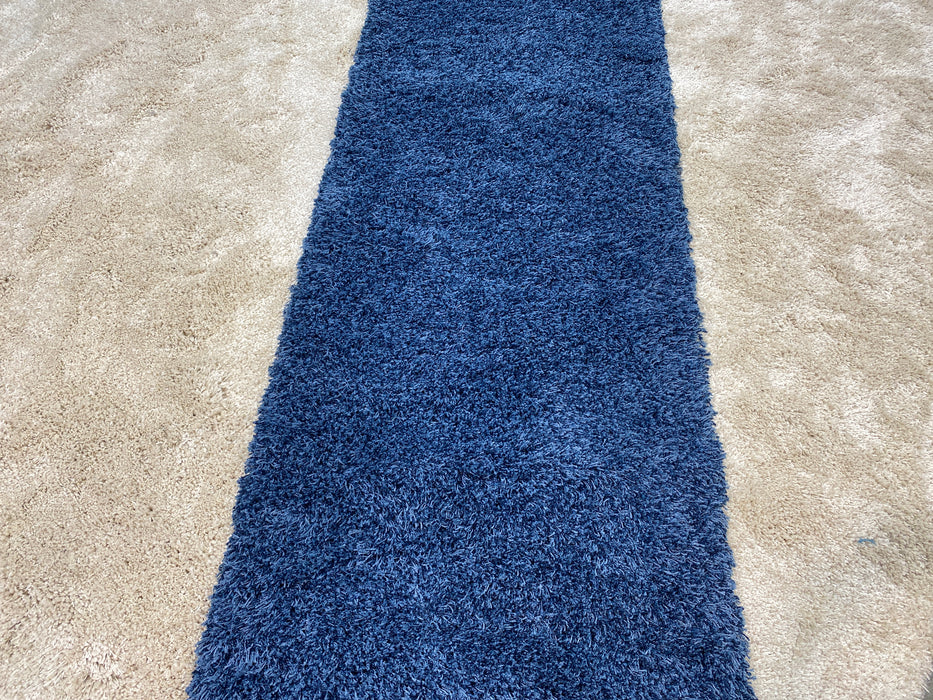 Turkish "Blue" Shaggy Runner 80cm Wide x Cut to Order - Rugs Direct