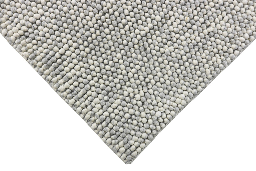 100% Wool Chunky Loop Pile Light Grey Colour Rug Size: 120 x 170cm