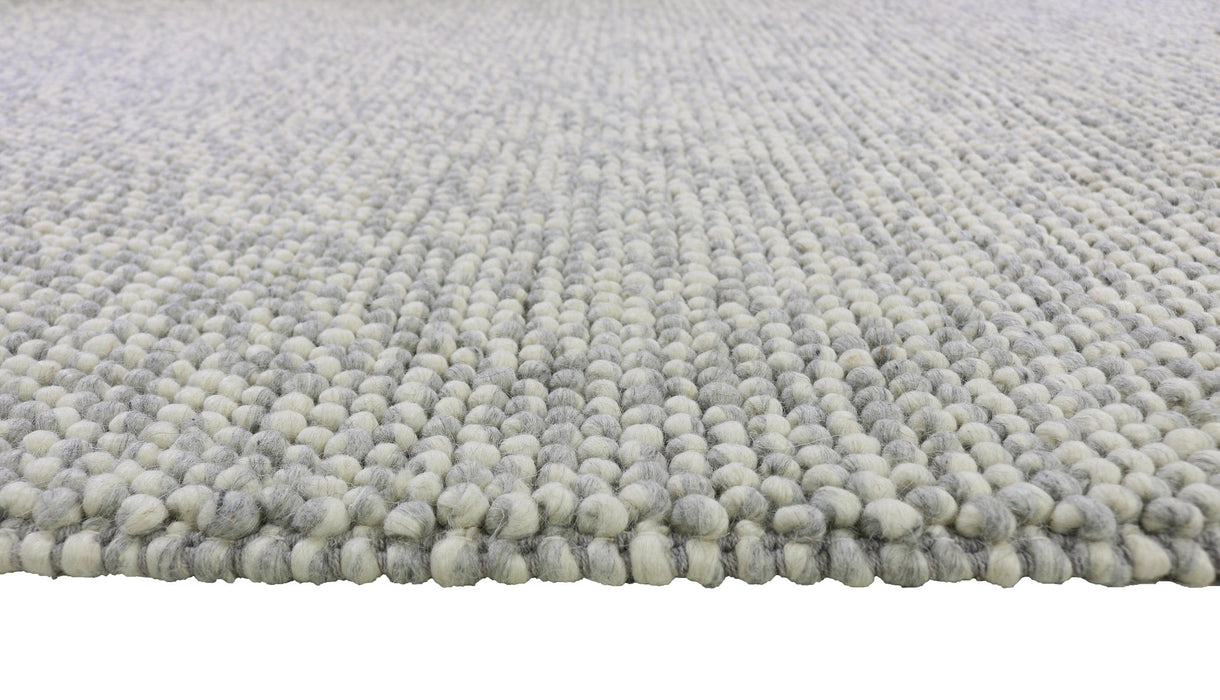 100% Wool Chunky Loop Pile Light Grey Colour Rug Size: 120 x 170cm
