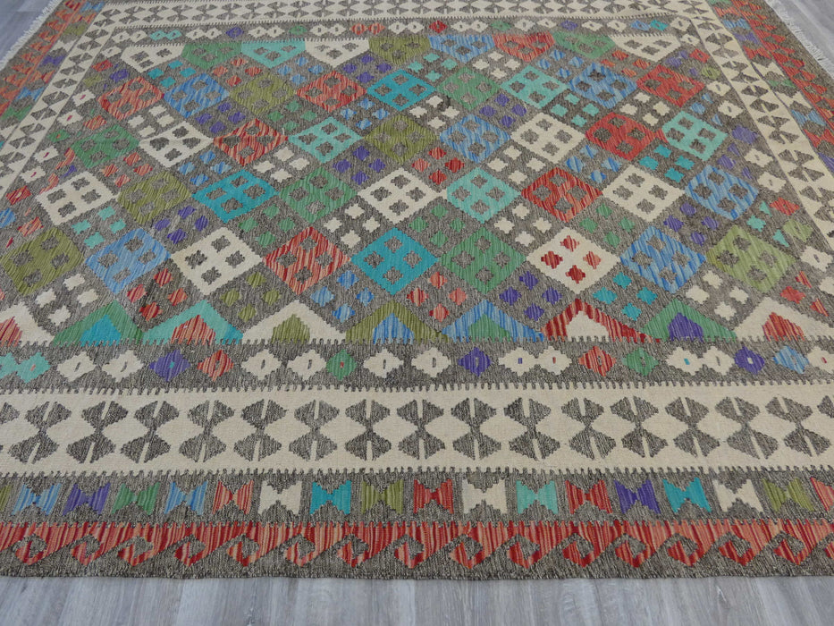Afghan Hand Made Choubi Kilim Rug Size: 245 x 294cm-Kilim Rug-Rugs Direct