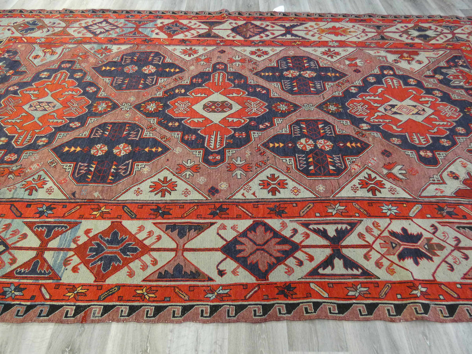 Old Vintage Tribal Kilim Dagestan Caucasian Rug Size: 397 x 220cm-Kilim Rug-Rugs Direct