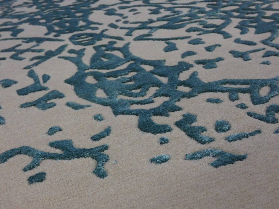 Hand Knotted Modern Wool & Silk Erased Design Rug Size: 160 x 230cm-Bamboo Silk-Rugs Direct
