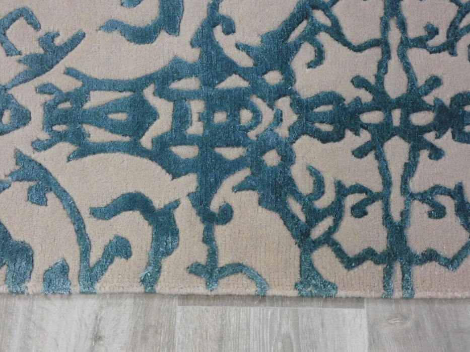 Hand Knotted Modern Wool & Silk Erased Design Rug Size: 160 x 230cm-Bamboo Silk-Rugs Direct
