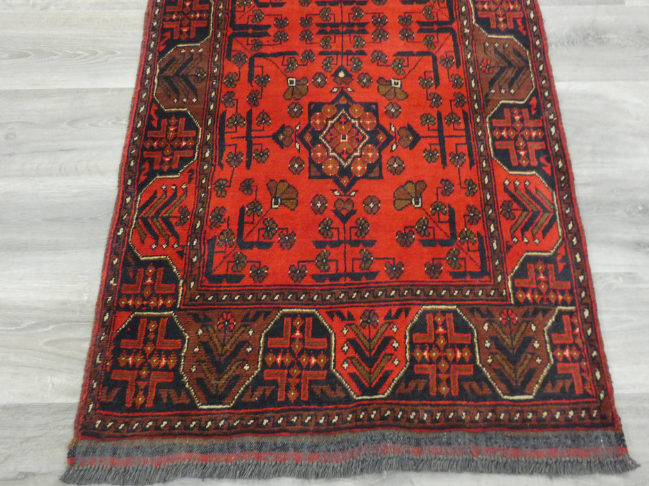 Afghan Hand Knotted Khal Mohammadi Runner Size: 382 x 77cm-Afghan Runner-Rugs Direct