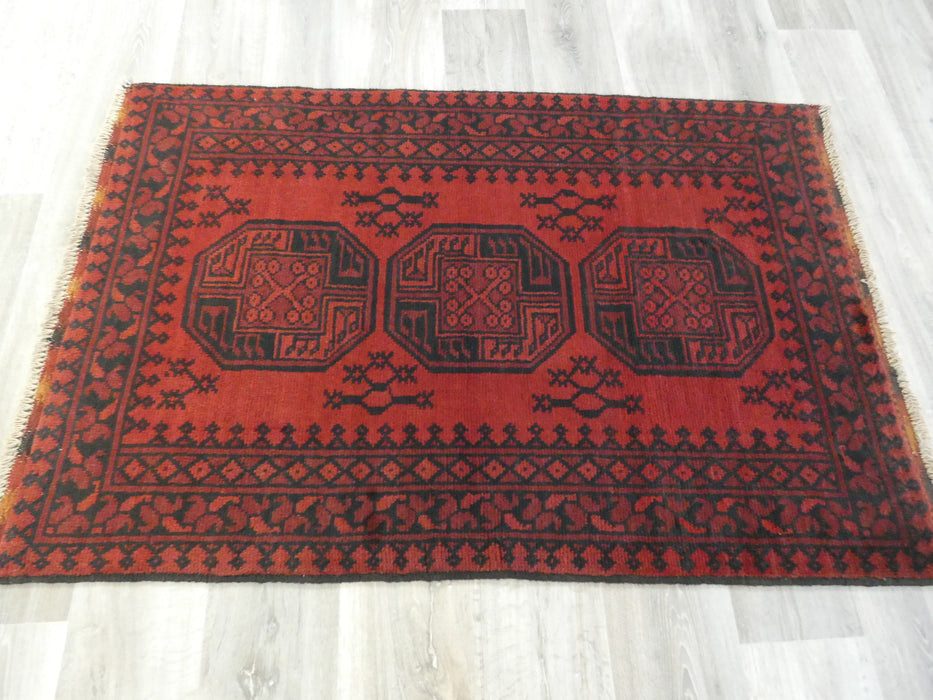 Afghan Hand Knotted Turkman Rug Size: 145 x 96cm-Afghan Rug-Rugs Direct