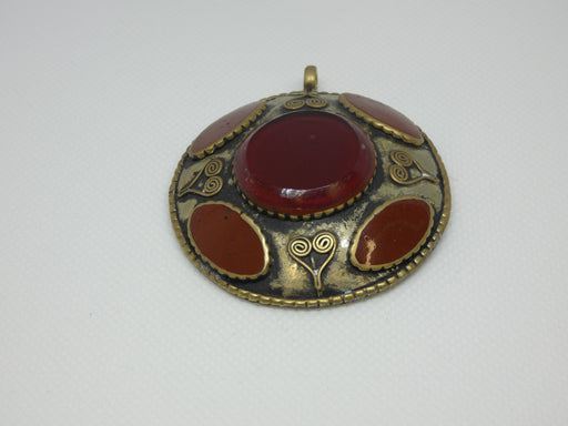 Nepalese Tibetan Necklace Pendant, Handmade and Traditional-Nepalese Tibetan Jewelry-Rugs Direct