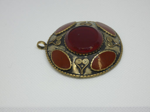 Nepalese Tibetan Necklace Pendant, Handmade and Traditional-Nepalese Tibetan Jewelry-Rugs Direct