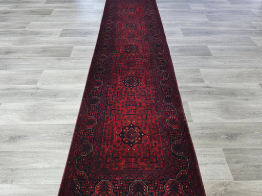 Hand Knotted Afghan Belgique Hallway Runner Size: 298cm x 81cm-Afghan Runner-Rugs Direct