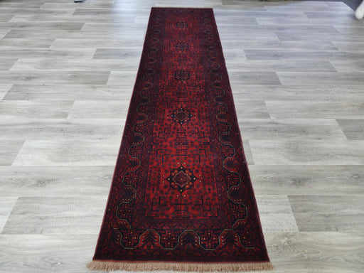 Hand Knotted Afghan Belgique Hallway Runner Size: 298cm x 81cm-Afghan Runner-Rugs Direct
