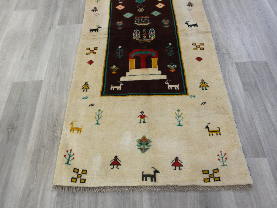 Authentic Persian Hand Knotted Gabbeh Rug Size: 198 x 95cm-Persian Gabbeh Rug-Rugs Direct