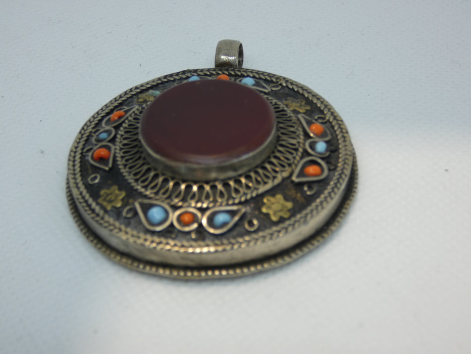 Nepalese Tibetan Necklace Pendant, Handmade and Traditional-Nepalese Tibetan Jewelry-Rugs Direct