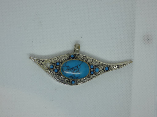 Nepalese Tibetan Necklace Pendant, Handmade and Traditional-Nepalese Tibetan Jewelry-Rugs Direct