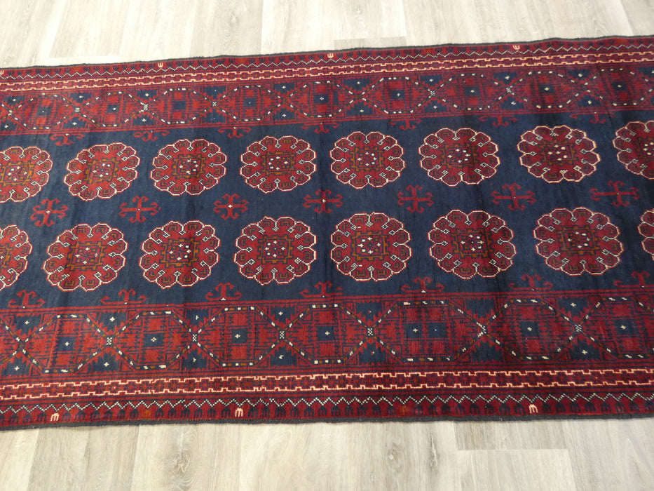 Afghan Hand Knotted Khal Mohammadi Runner Size: 383 x 90cm-Afghan Runner-Rugs Direct
