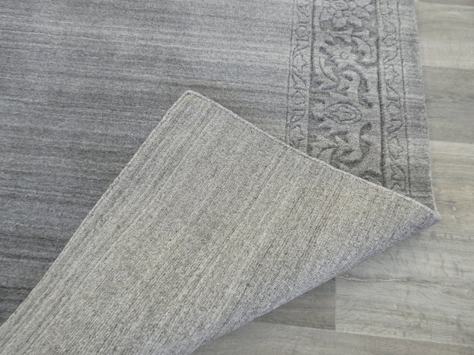 Modern Plain Grey Border High Quality Handmade Wool & Bamboo Silk Rug-Wool Rug-Rugs Direct