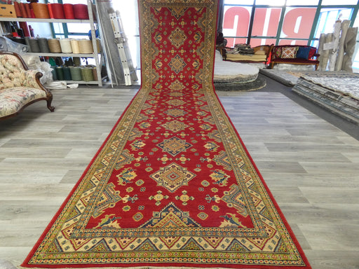 Afghan Hand Knotted Kazak Oversized Hallway Runner Size: 597 x 162cm-oversize runner-Rugs Direct