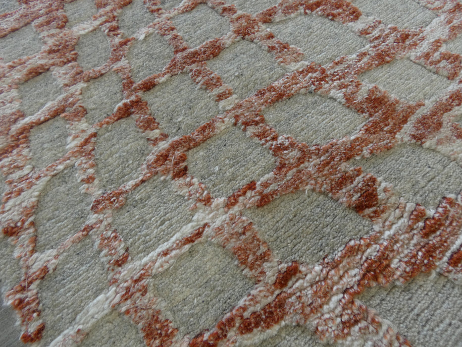 Spectacular Bamboo Silk Hand Knotted Erased Design Square Size: 185 x 185cm-Bamboo Silk-Rugs Direct