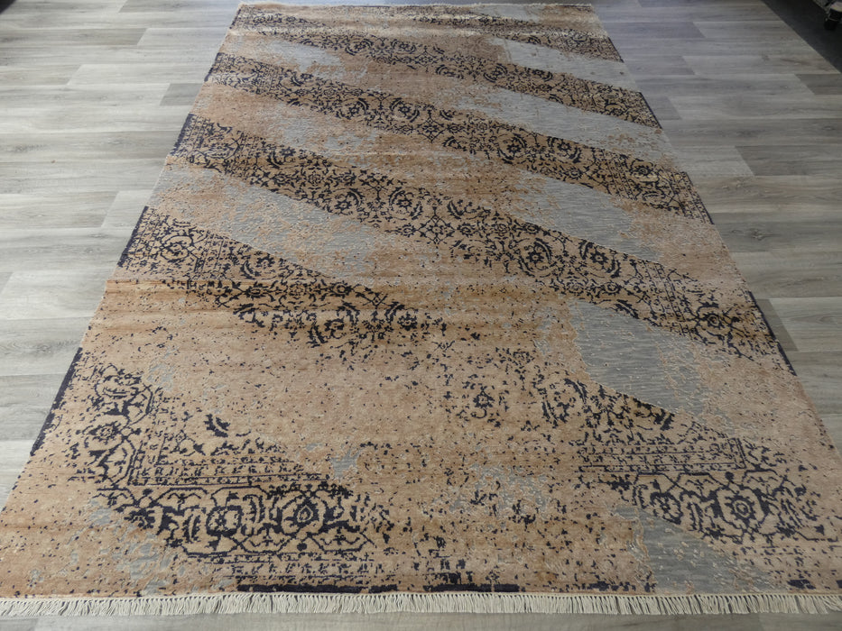 Bamboo Silk & NZ Wool Hand Knotted Vintage Design Rug Size: 203 x 303cm-Vintage Rug-Rugs Direct