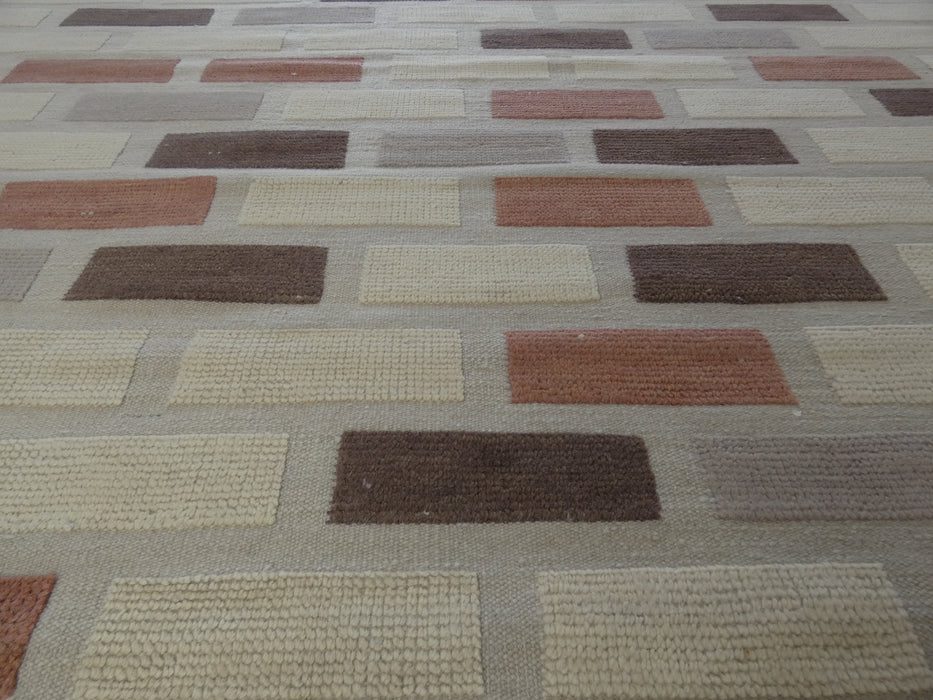 Bamboo Silk and Nz Wool Hand Knotted Distressed Design Flat Weave Rug Size: 239 x 308cm-Bamboo Silk-Rugs Direct