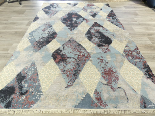 Bamboo Silk & NZ Wool Hand Knotted Contemporary Erased Design Rug Size: 202 x 298cm-Modern Rug-Rugs Direct