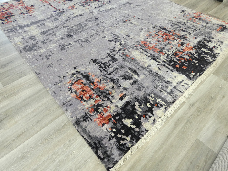 Spectacular Bamboo Silk & NZ Wool Hand Knotted Erased Design Rug Size: 240 x 300cm-Bamboo Silk-Rugs Direct