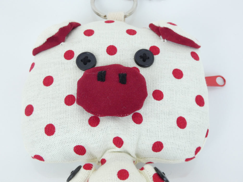 Fabric Pig Doll Toy Keyring with Reusable Folding Shopping Bag