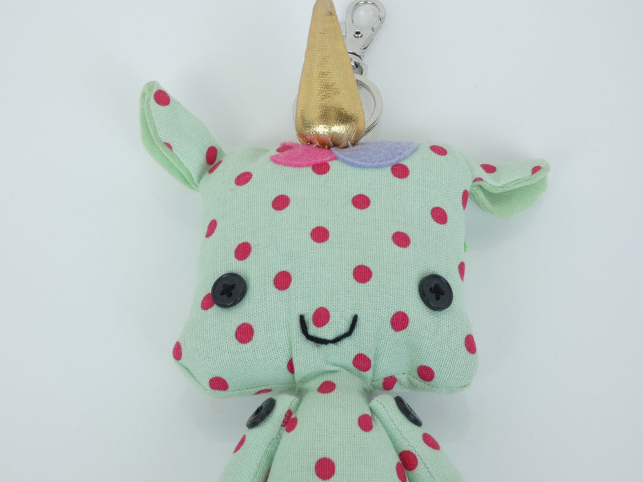 Fabric Unicorn Doll Toy Keyring with Reusable Folding Shopping Bag - Rugs Direct