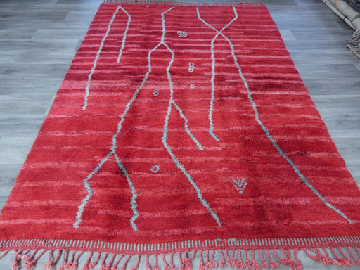 Mrirt Berber,  Red Colour Woollen Beautiful Moroccan Rug Size: 265 x 194cm - Rugs Direct