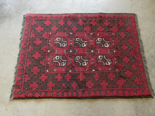 Afghan Hand Knotted Turkman Rug Size: 84 x 114cm - Rugs Direct
