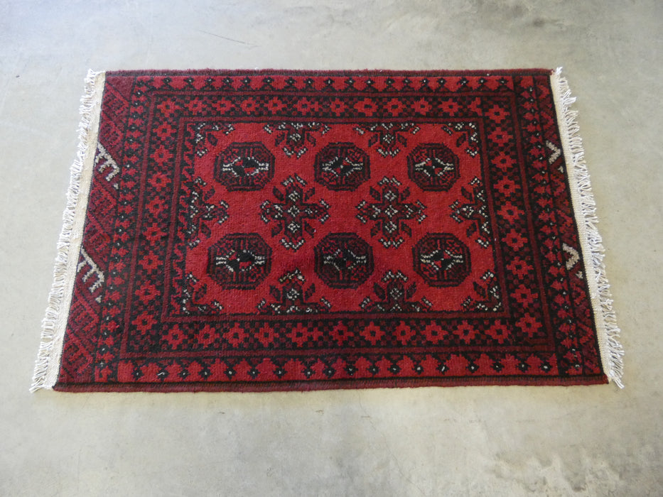 Afghan Hand Knotted Turkman Rug Size: 78 x 117cm - Rugs Direct