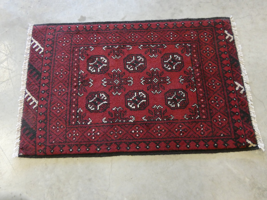 Afghan Hand Knotted Turkman Rug Size: 77 x 117cm - Rugs Direct
