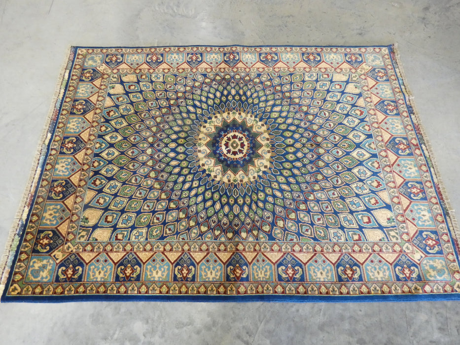 Afghan Hand Knotted Roshnai Merino Wool  Dome Design Rug Size: 152cm x 208cm - Rugs Direct