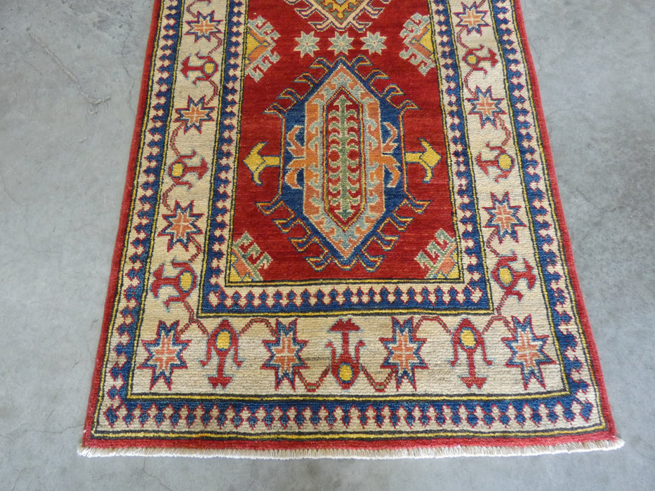 Afghan Hand Knotted Kazak Hallway Runner Size: 82 x 296cm - Rugs Direct