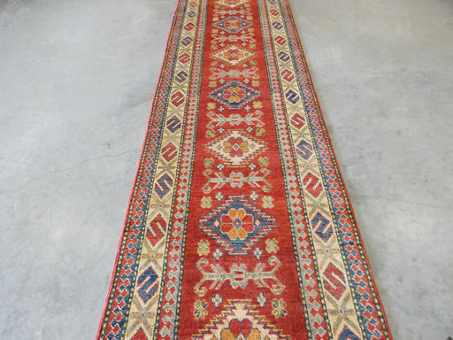 Afghan Hand Knotted Kazak Hallway Runner Size: 83 x 303cm - Rugs Direct