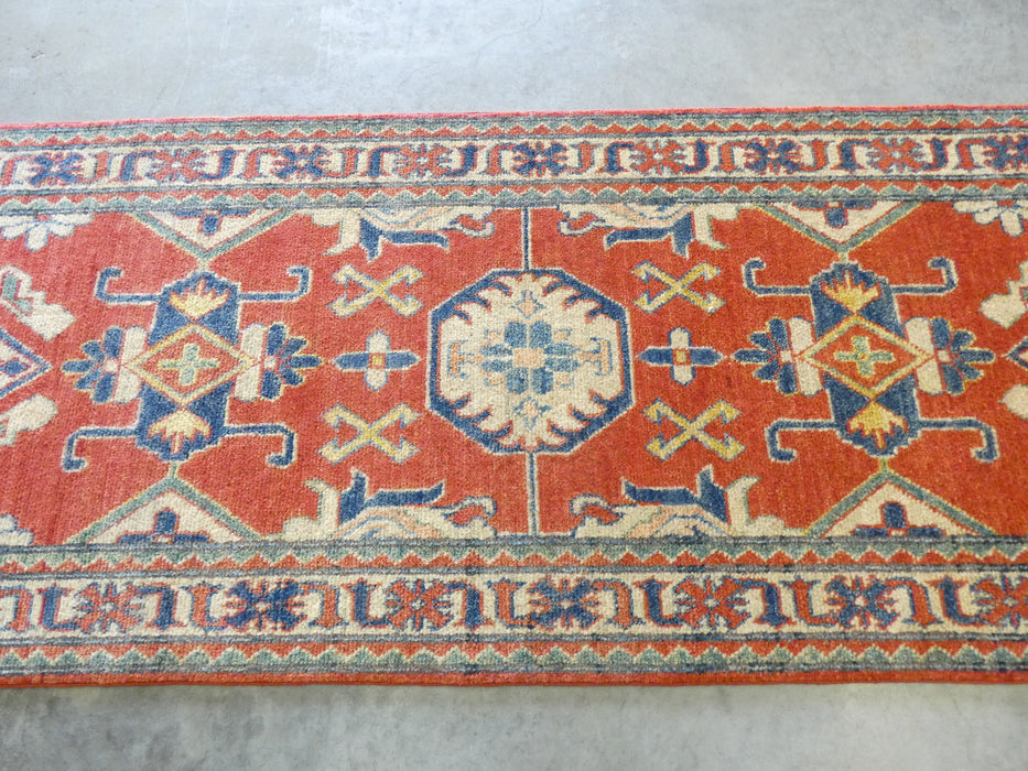 Afghan Hand Knotted Kazak Hallway Runner Size: 80 x 301cm - Rugs Direct