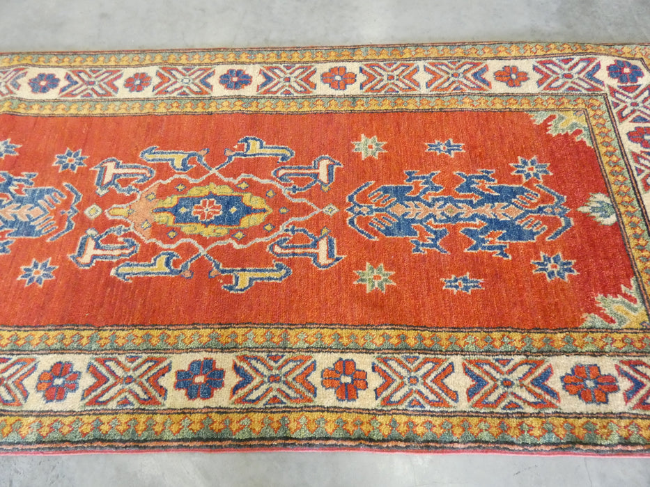 Afghan Hand Knotted Kazak Hallway Runner Size: 88 x 298cm - Rugs Direct