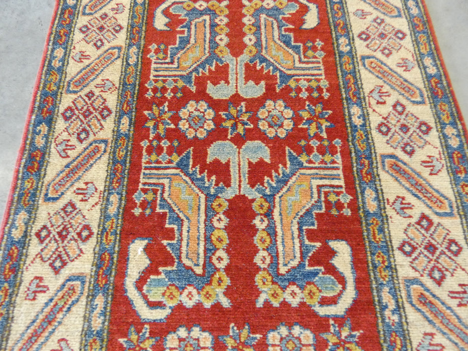 Afghan Hand Knotted Kazak Hallway Runner Size: 85 x 271cm - Rugs Direct