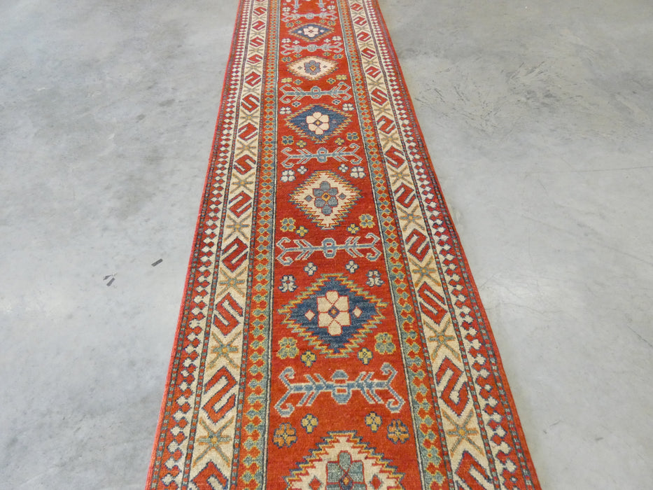 Afghan Hand Knotted Kazak Hallway Runner Size: 79 x 304cm - Rugs Direct