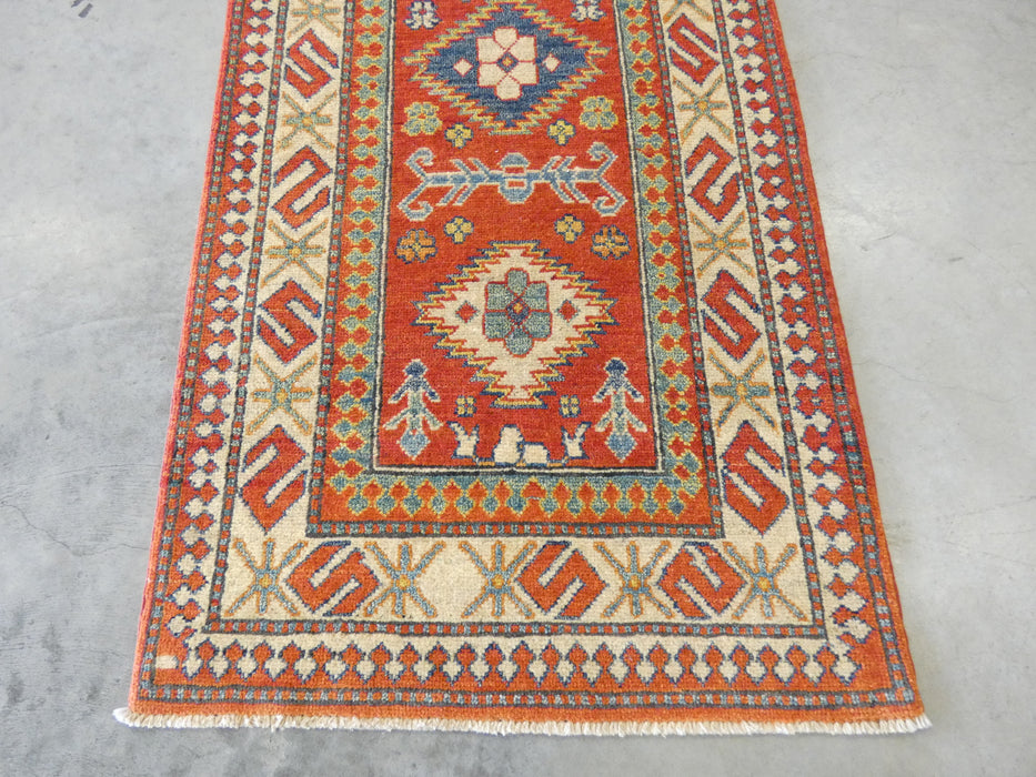 Afghan Hand Knotted Kazak Hallway Runner Size: 79 x 304cm - Rugs Direct