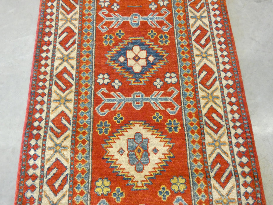 Afghan Hand Knotted Kazak Hallway Runner Size: 79 x 304cm - Rugs Direct