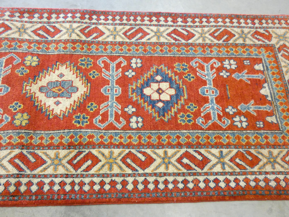 Afghan Hand Knotted Kazak Hallway Runner Size: 79 x 304cm - Rugs Direct