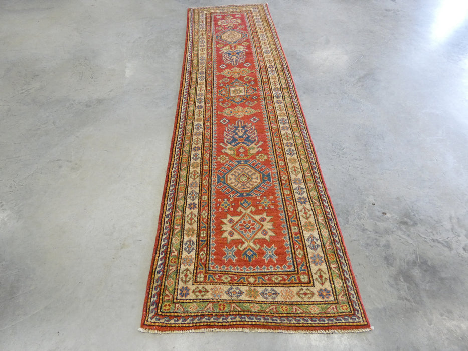 Afghan Hand Knotted Kazak Hallway Runner Size: 80 x 294cm - Rugs Direct