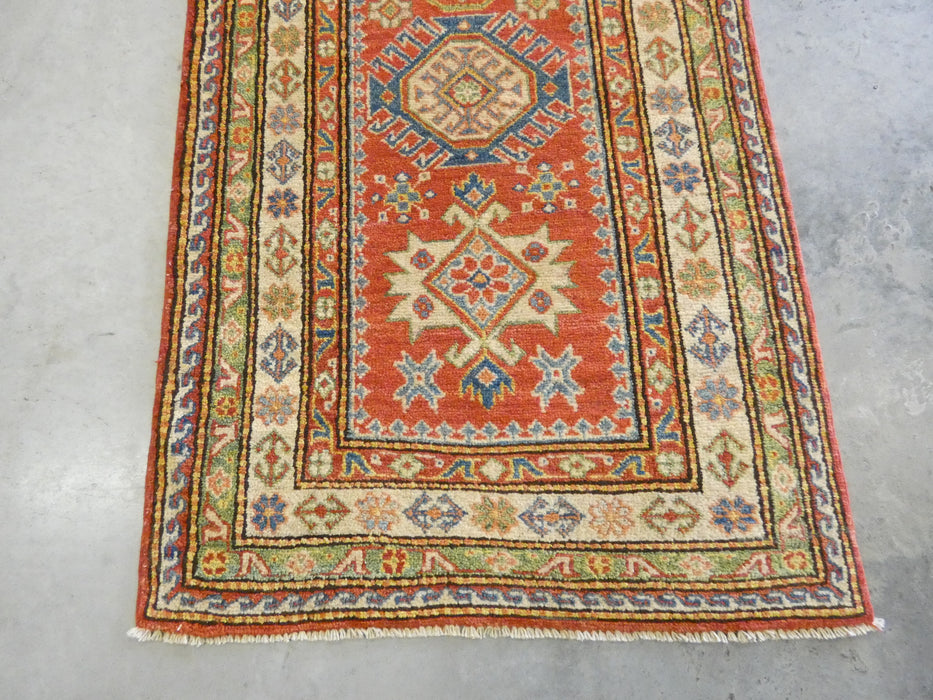 Afghan Hand Knotted Kazak Hallway Runner Size: 80 x 294cm - Rugs Direct