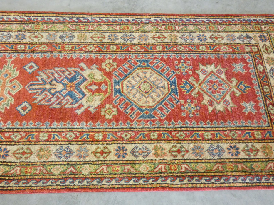 Afghan Hand Knotted Kazak Hallway Runner Size: 80 x 294cm - Rugs Direct