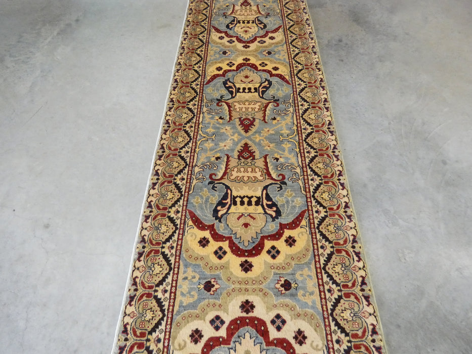 Afghan Hand Knotted Roshnai Merino Wool Runner Size: 299cm x 83cm - Rugs Direct