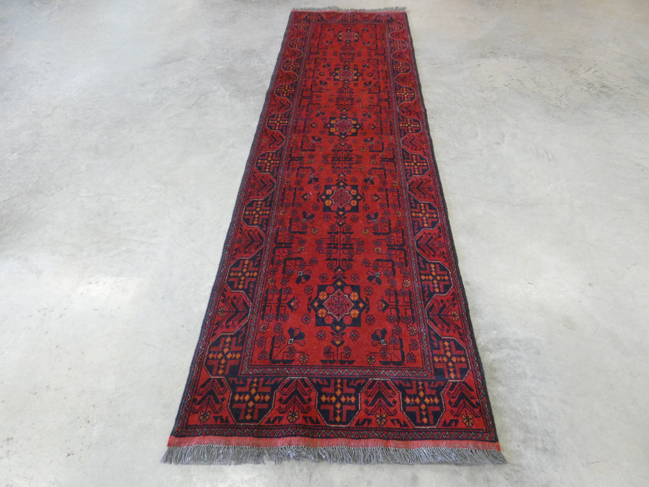 Afghan Hand Knotted Khal Mohammadi  Runner Size: 289cm x 83cm - Rugs Direct