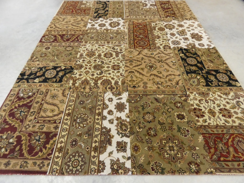 Hand Knotted Patchwork Design NZ Wool Rug Size: 248 x 301cm - Rugs Direct