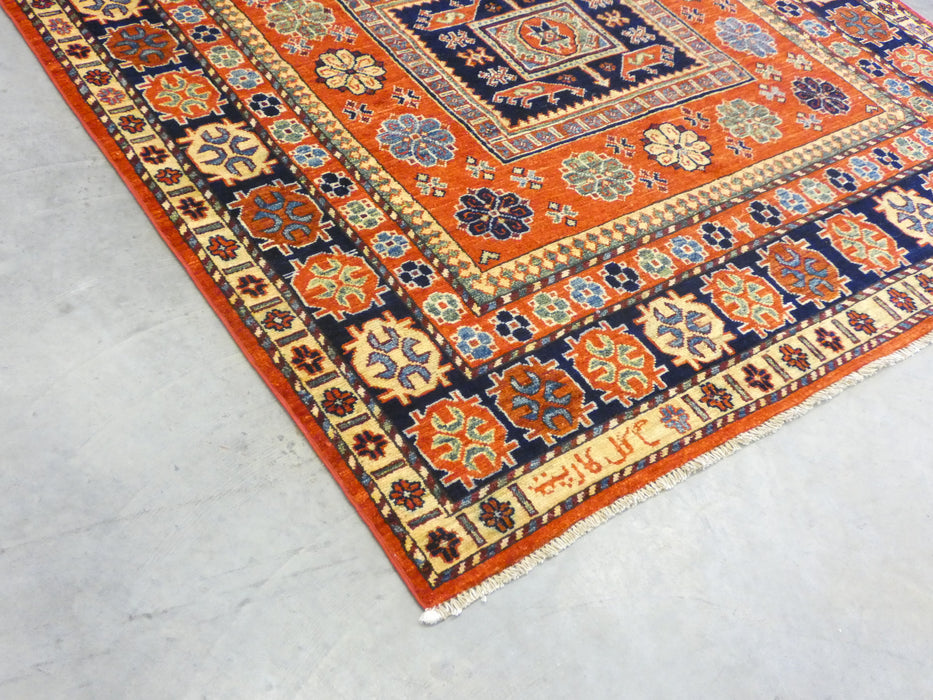Afghan Hand Knotted Super Kazak Rug Size: 153 x 196cm - Rugs Direct
