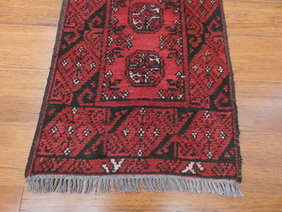 Afghan Hand Knotted Turkman Doormat Size: 66x 48cm - Rugs Direct