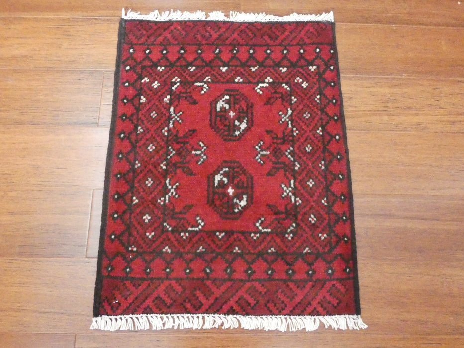 Afghan Hand Knotted Turkman Doormat Size: 64x 50cm - Rugs Direct